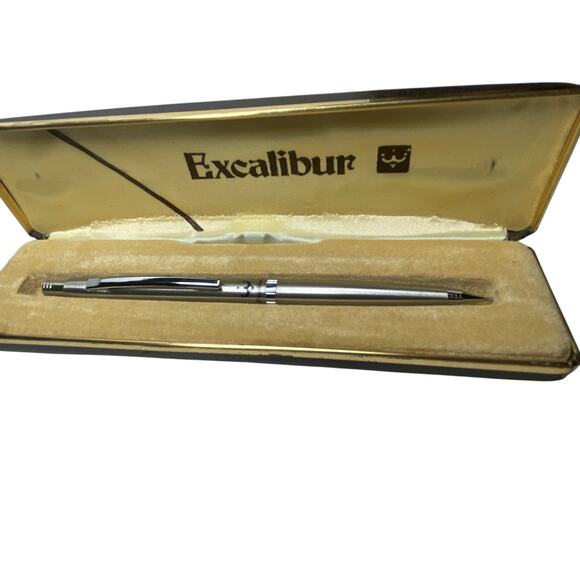 Vintage Pentel Excalibur Crown P1007 Stainless Steel Pencil w/Case 70s/80s - Picture 1 of 13